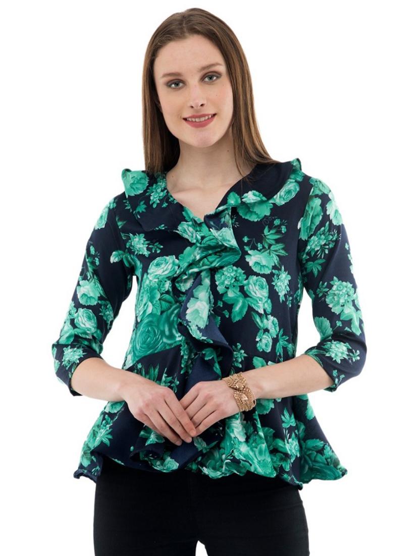 ruffle detail floral peplum top - 17272386 - Zoom Image - 0