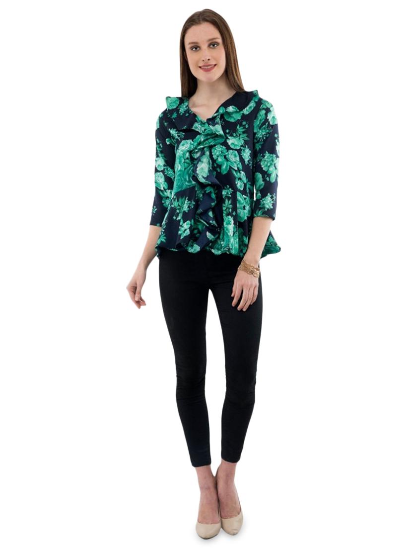 ruffle detail floral peplum top - 17272386 - Standard Image - 3