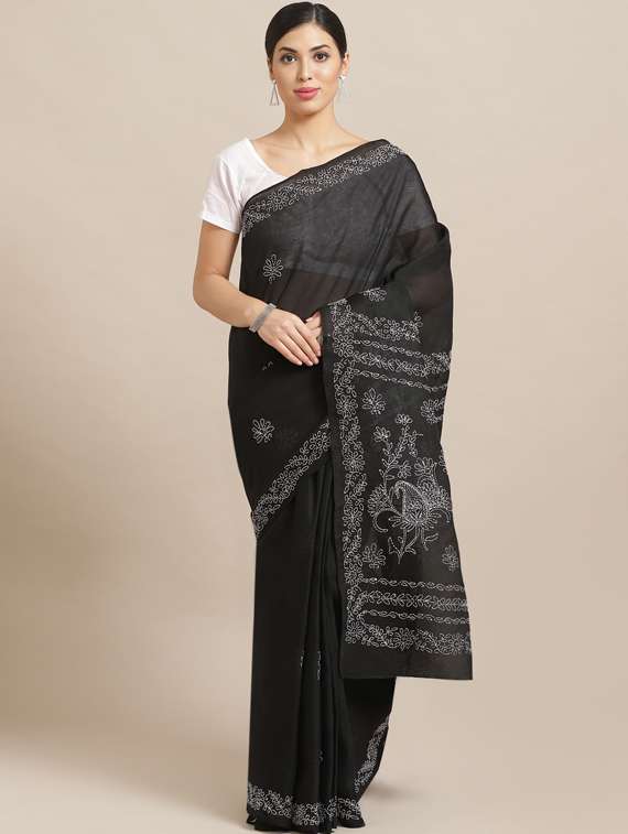 black cotton saree with blouse