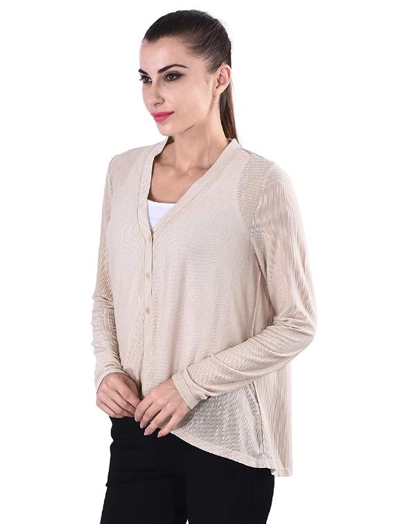 beige poly viscose cardigan - 17274179 - Zoom Image - 0