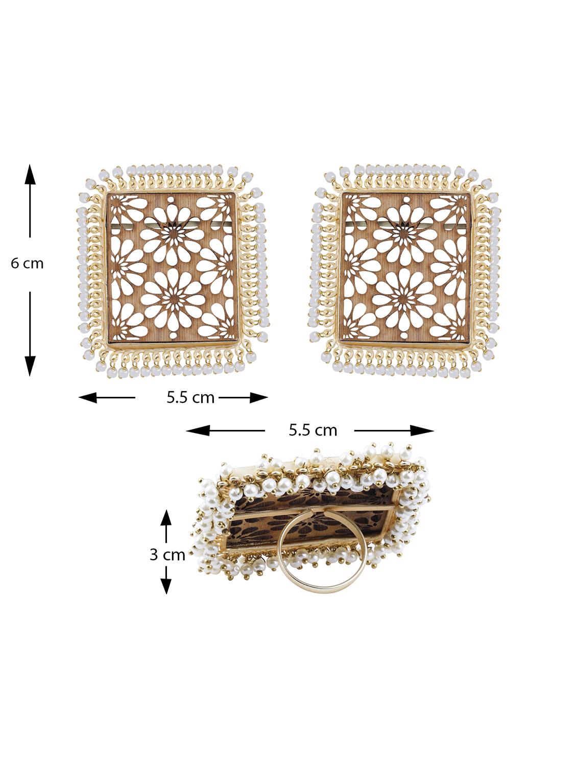 brown wood studs earring with ring - 17274332 - Standard Image - 5