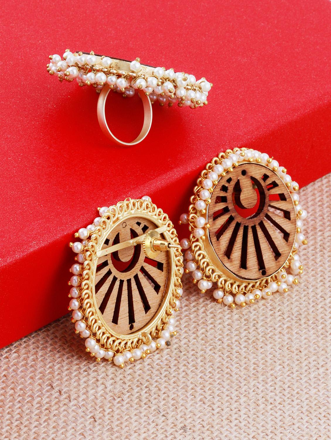 brown wood studs earring - 17274334 - Standard Image - 3