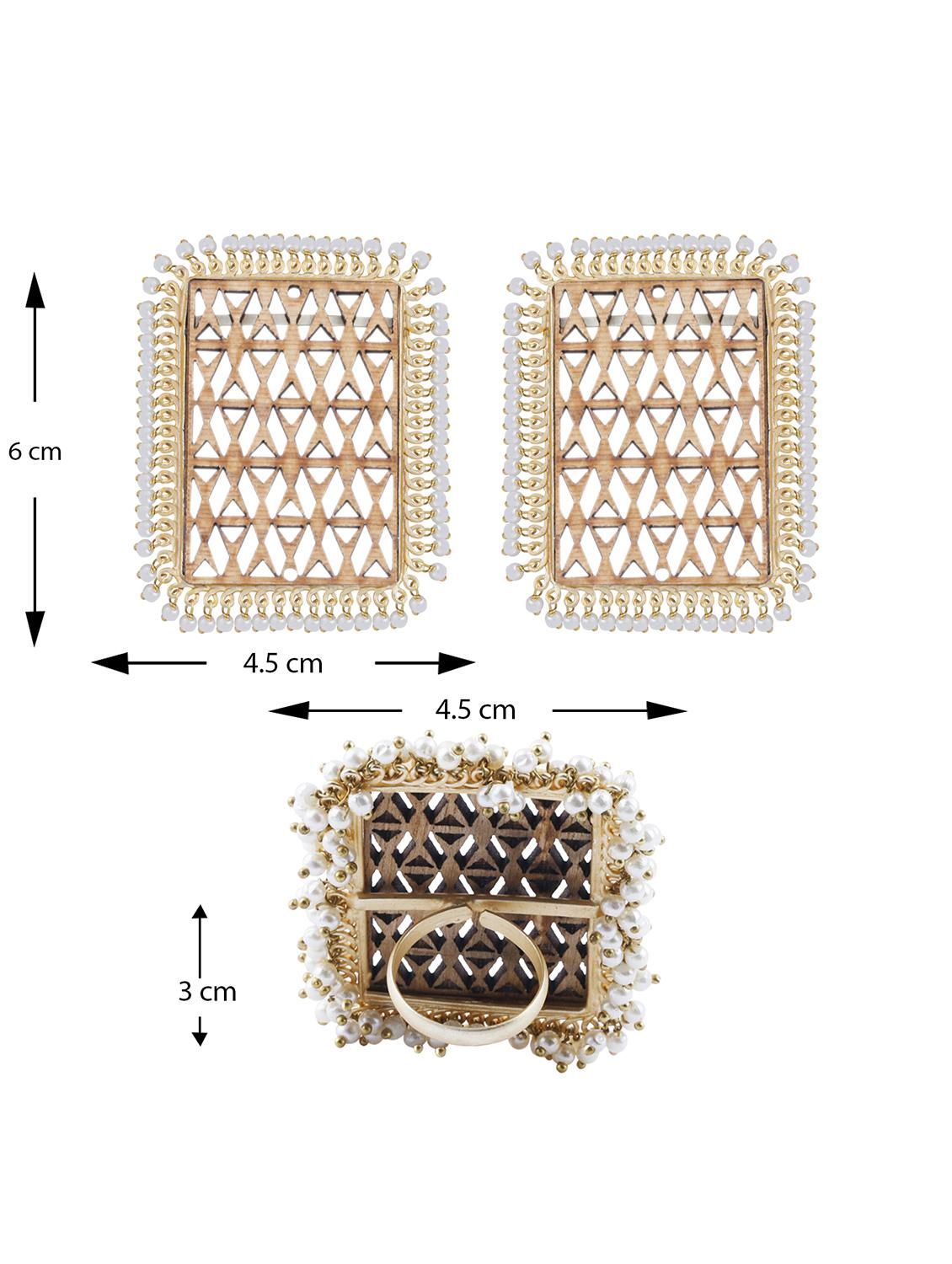 brown wood studs earring - 17274335 - Standard Image - 5