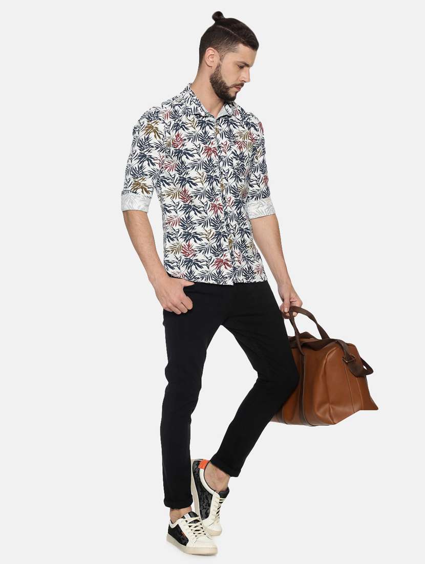 mens leaf print casual shirt - 17274387 - Standard Image - 3