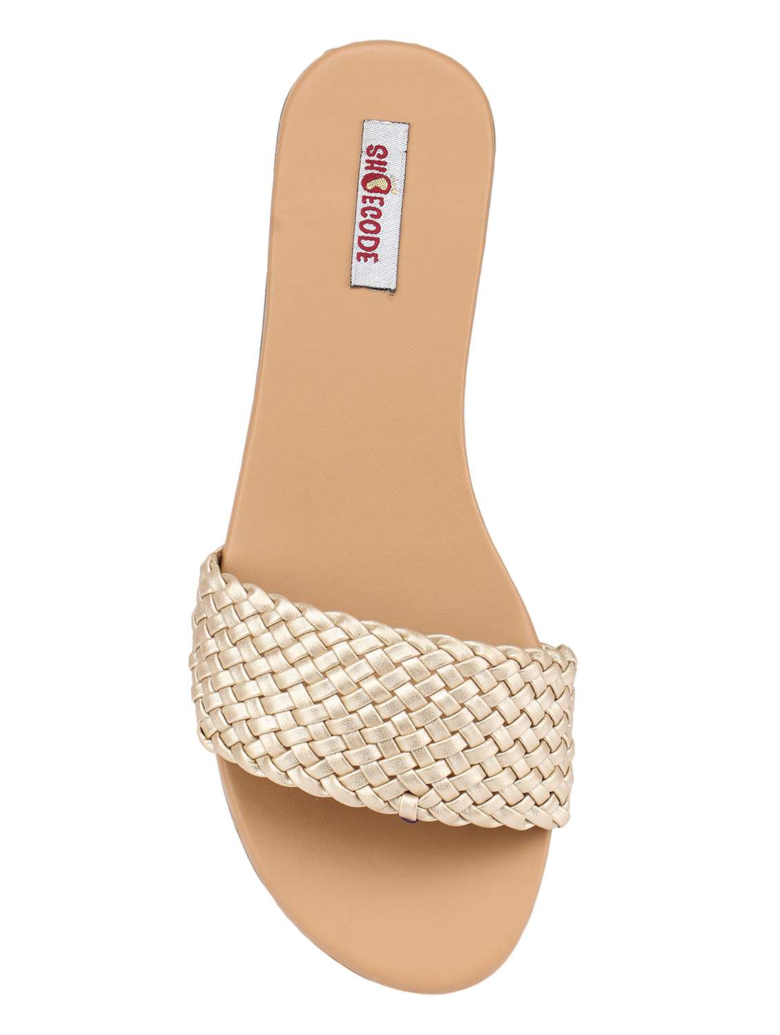 gold pu slip on sandals - 17275007 - Standard Image - 3