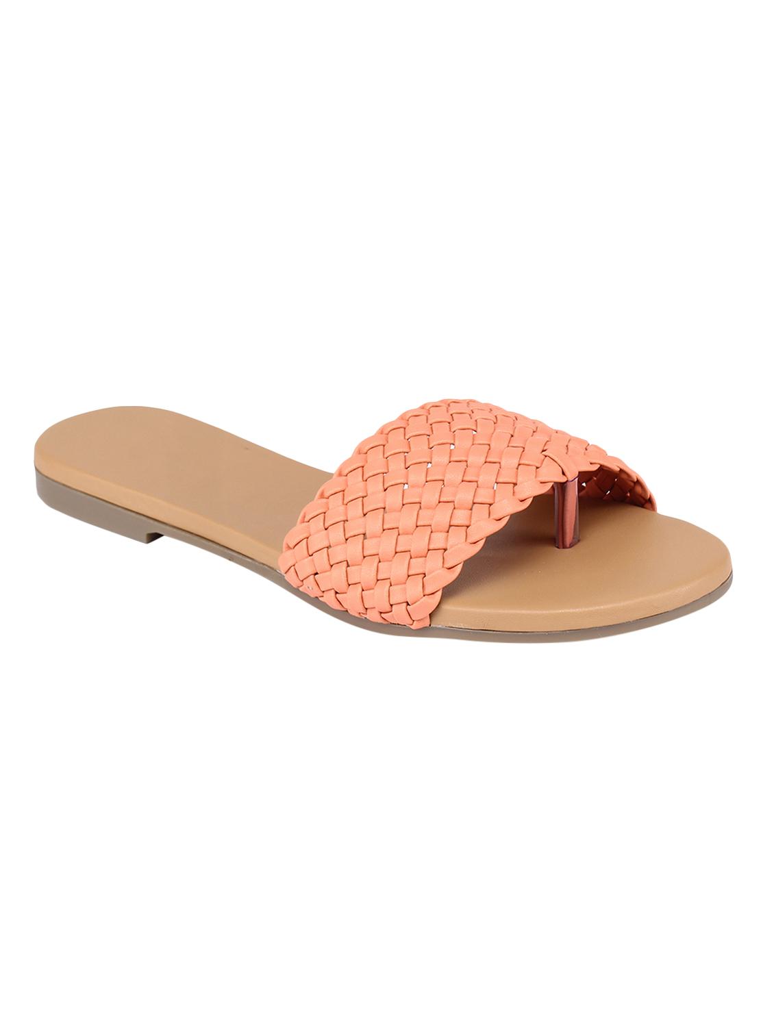 orange pu slip on sandals - 17275009 - Zoom Image - 0