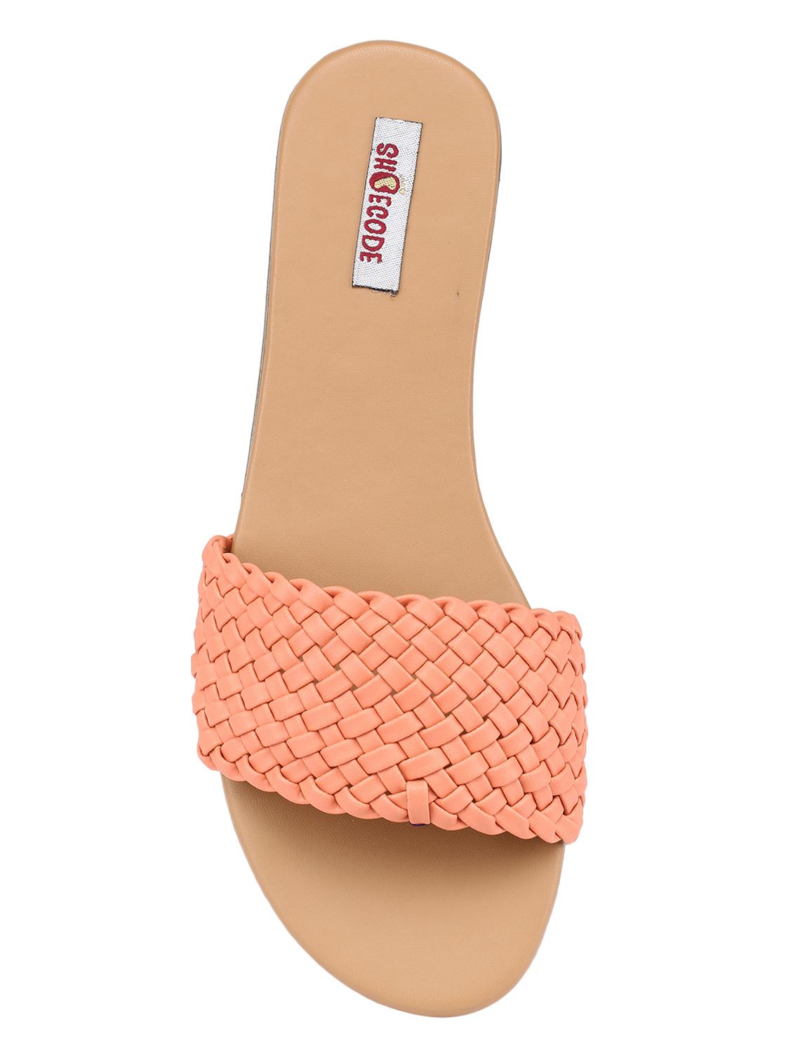 orange pu slip on sandals - 17275009 - Standard Image - 3