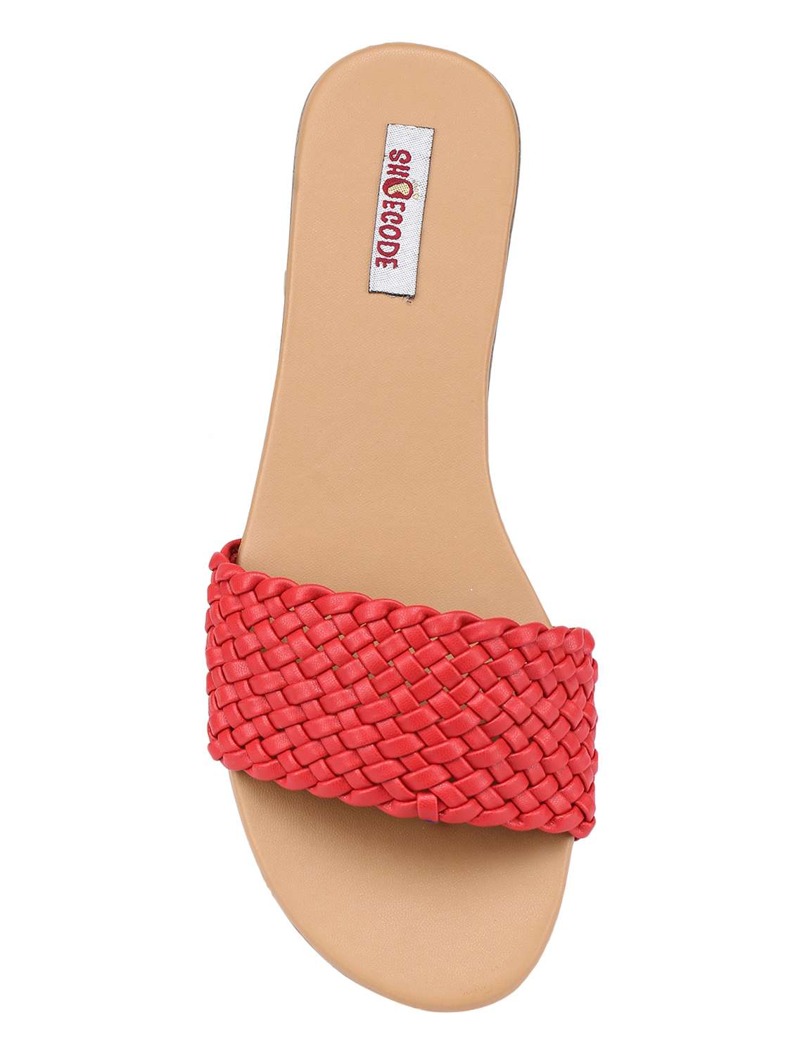 red pu slip on sandals - 17275010 -  Standard Image - 3