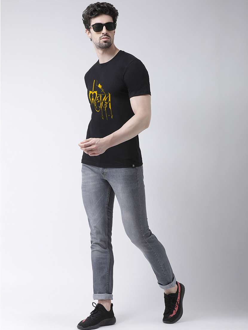 black chest print t-shirt - 17275135 - Standard Image - 3