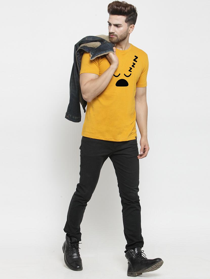 mustard chest print t-shirt - 17275139 - Standard Image - 3