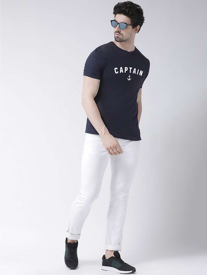 navy blue chest print t-shirt - 17275154 -  Standard Image - 3
