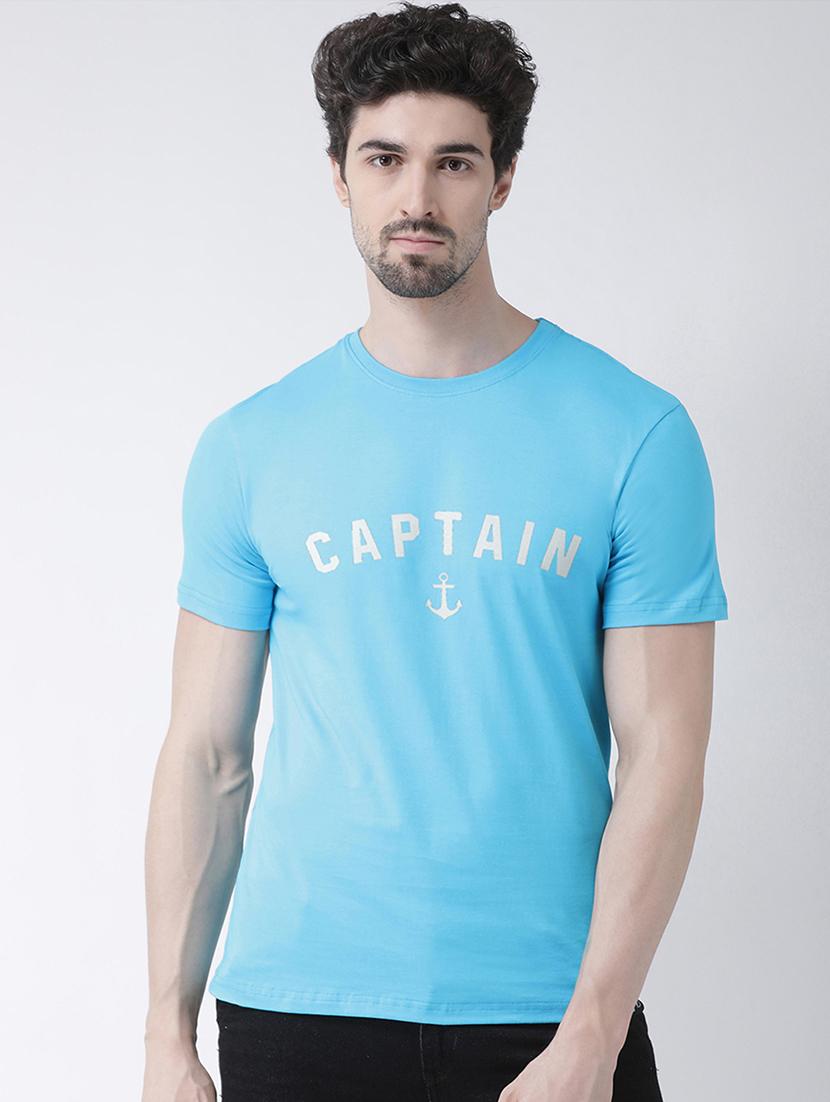 light blue chest print t-shirt - 17275155 - Zoom Image - 0