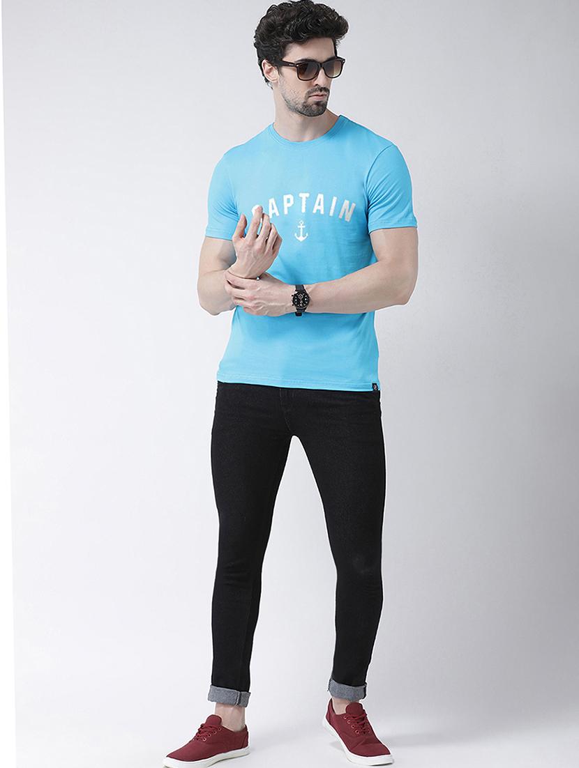 light blue chest print t-shirt - 17275155 - Standard Image - 3