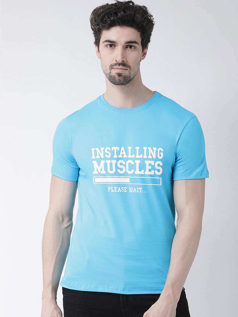 light blue chest print t-shirt - 17275158 - Zoom Image - 0