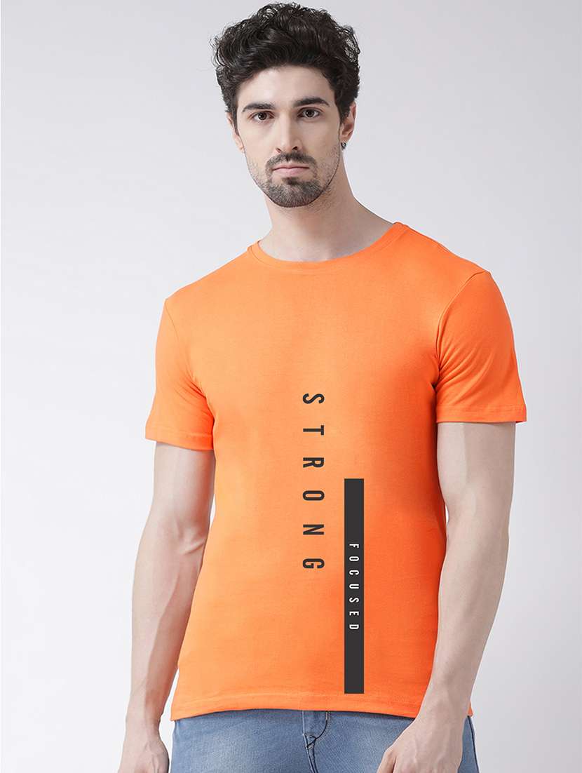 men round neck front print t-shirt