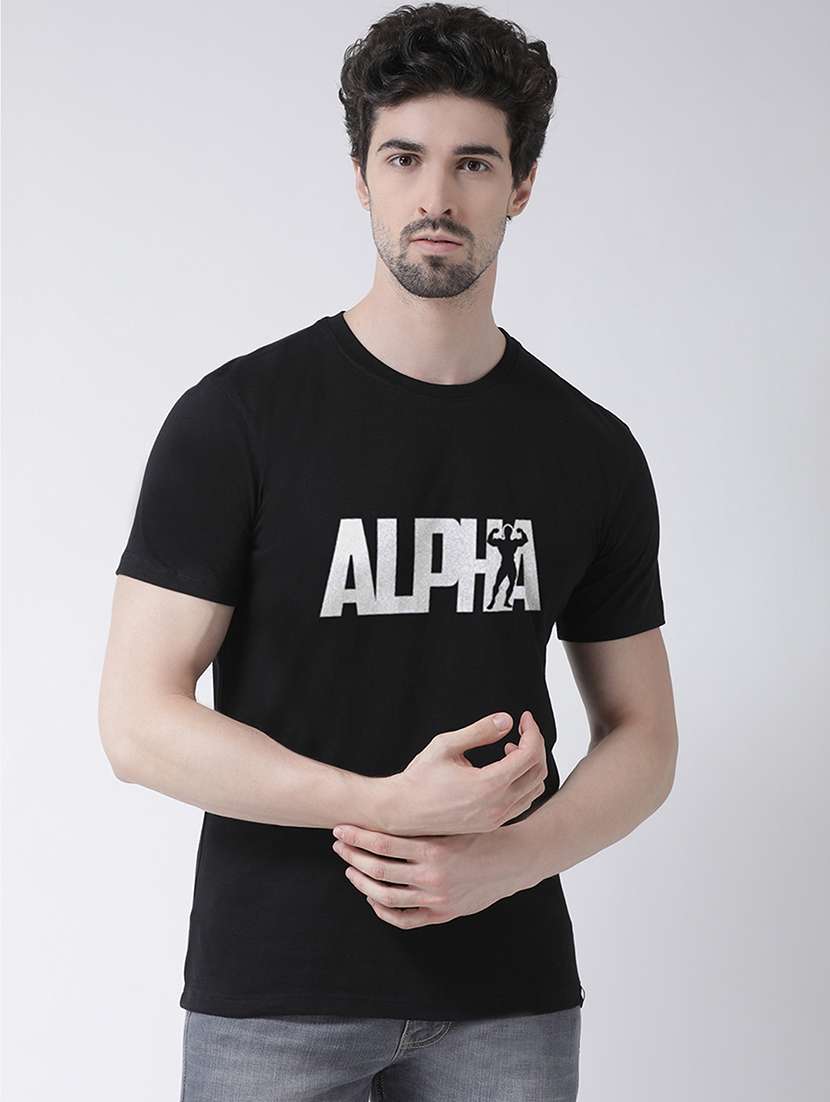 black chest print t-shirt - 17275171 - Zoom Image - 0