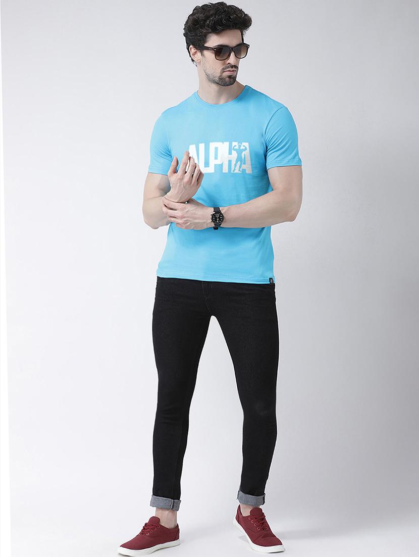 light blue chest print t-shirt - 17275172 - Standard Image - 3