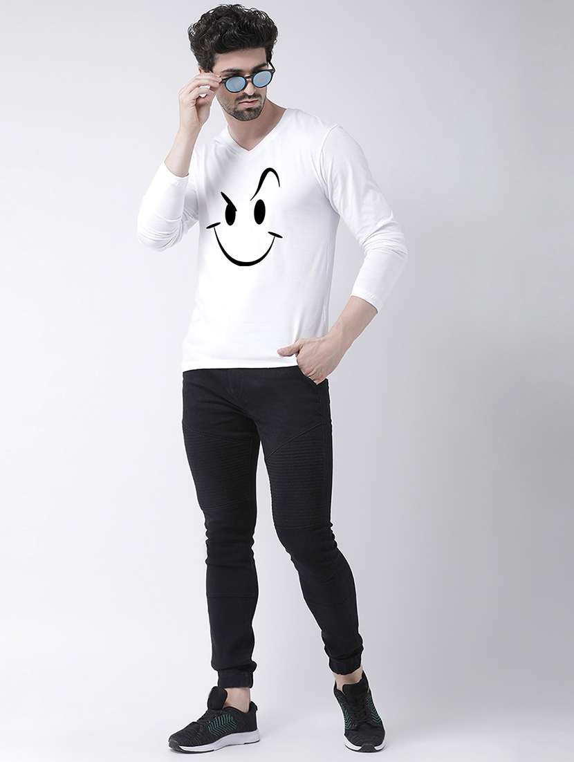 men v-neck front print t-shirt - 17275224 - Standard Image - 3
