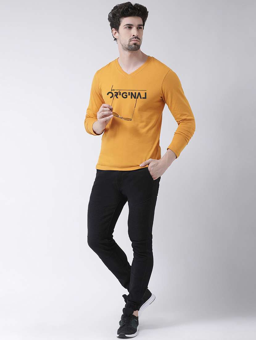mustard chest print t-shirt - 17275239 - Standard Image - 3