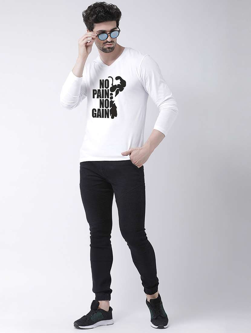 men v-neck front print t-shirt - 17275245 - Standard Image - 3