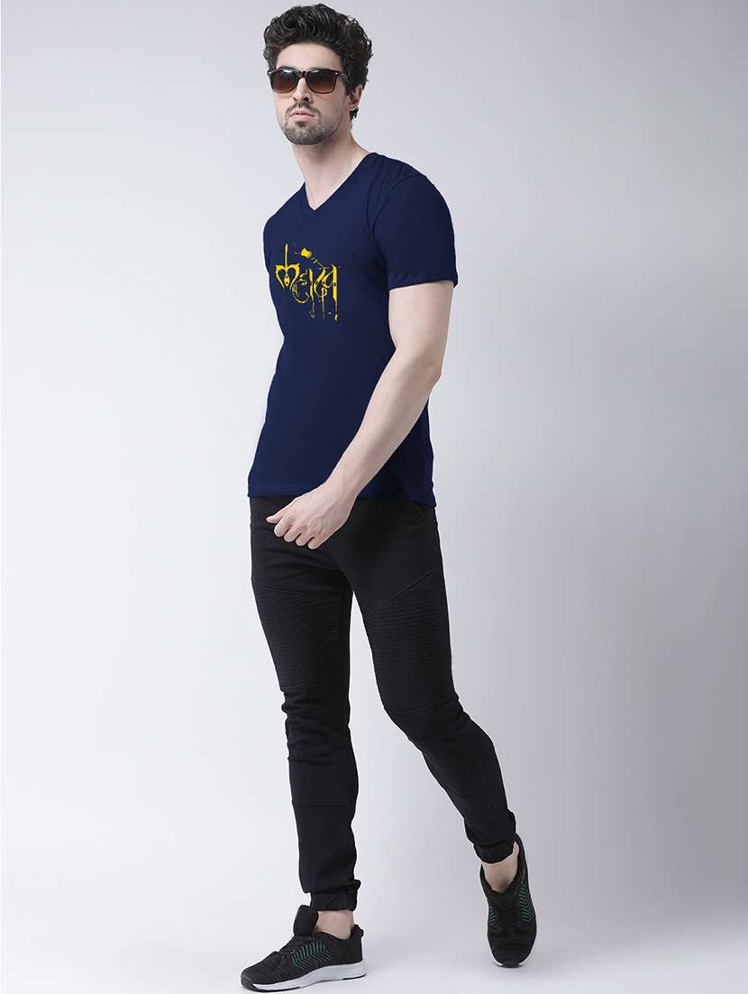 navy blue chest print t-shirt - 17275254 -  Standard Image - 3
