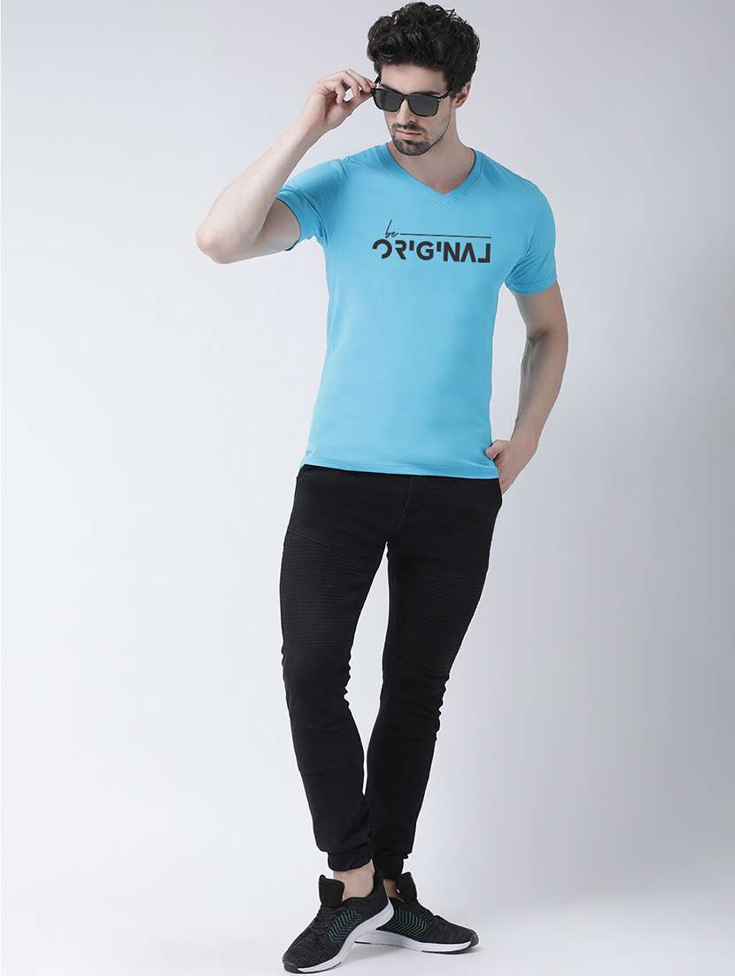 light blue chest print t-shirt - 17275278 - Standard Image - 3