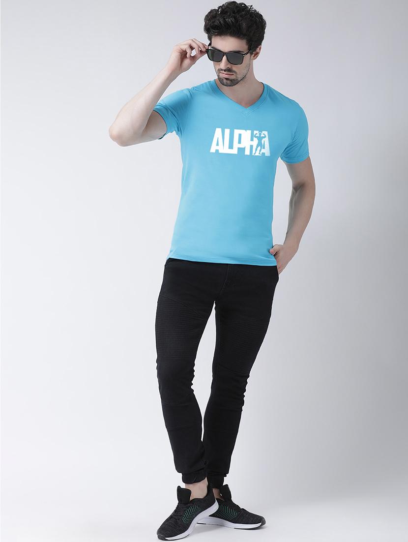 light blue chest print t-shirt - 17275290 - Standard Image - 3