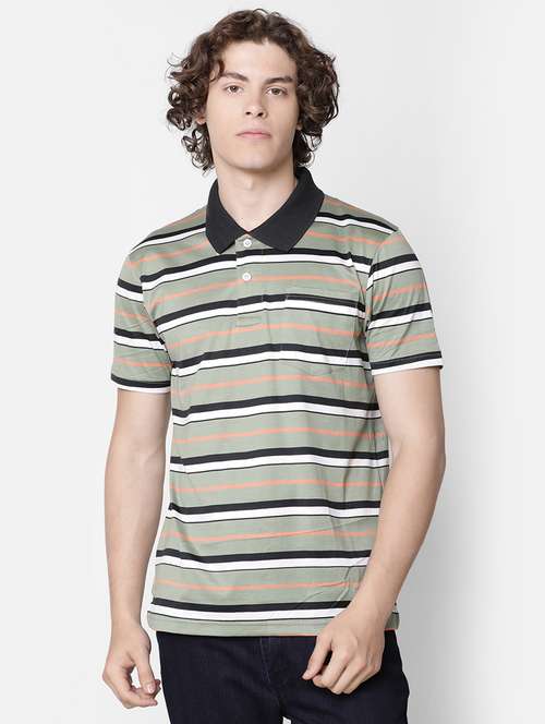 olive green striped t-shirt - 17275631 - Standard Image - 0