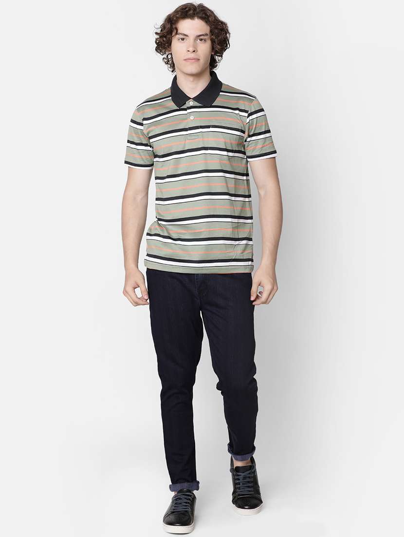 olive green striped t-shirt - 17275631 - Standard Image - 3