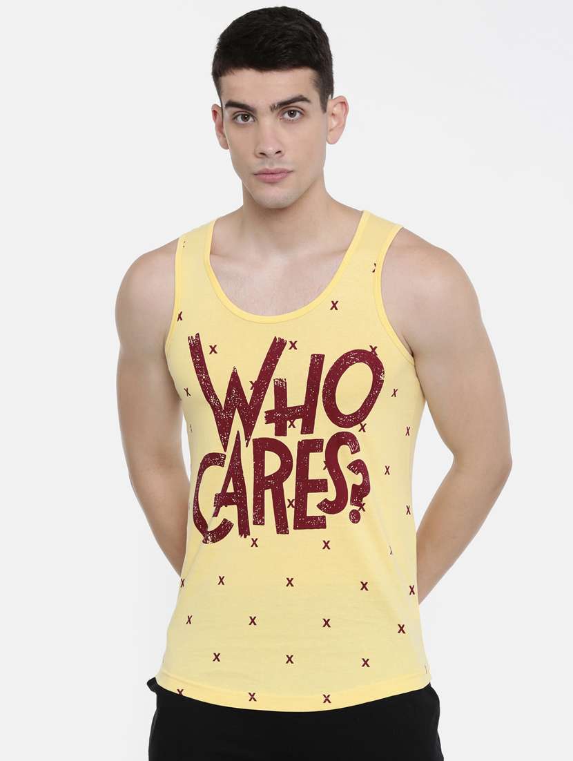 yellow front print t-shirt