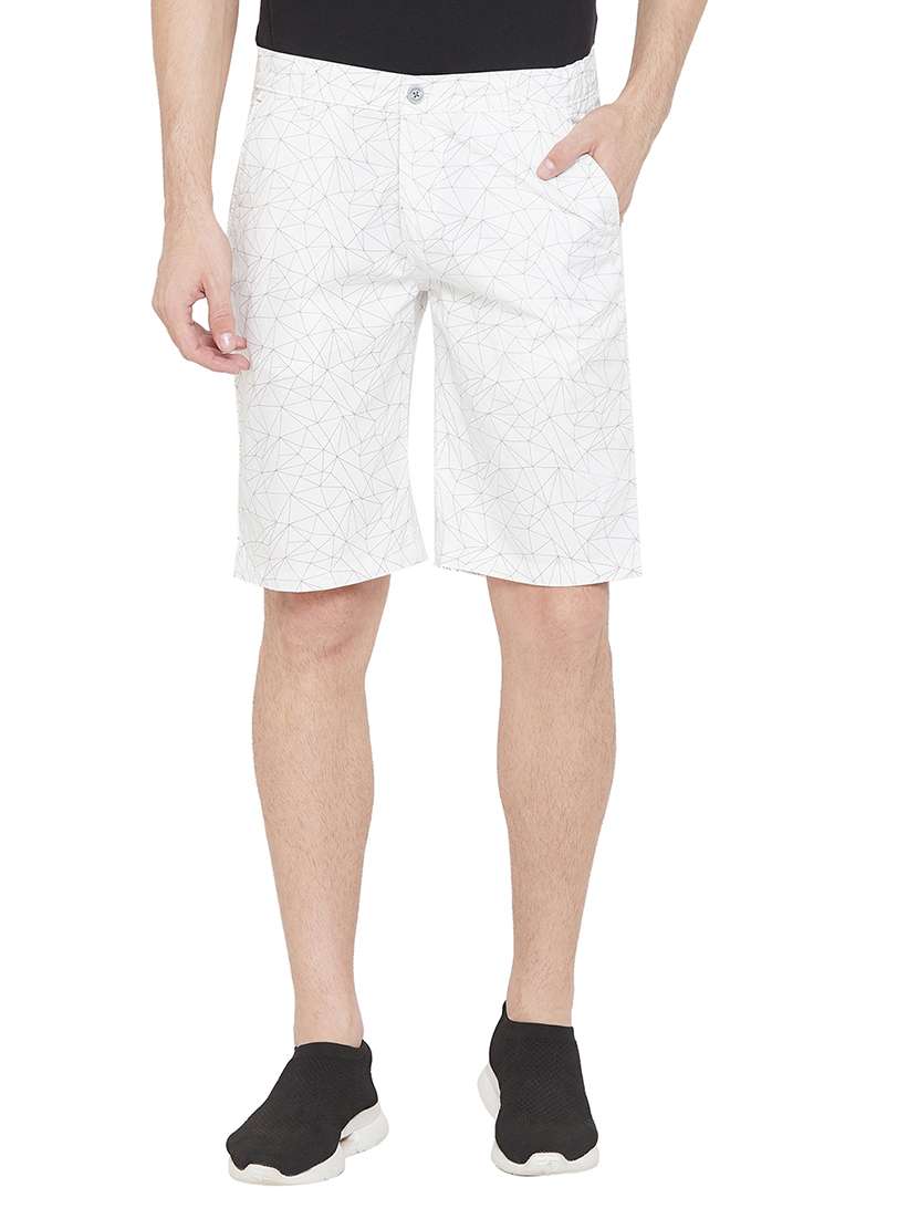 white printed bermuda shorts