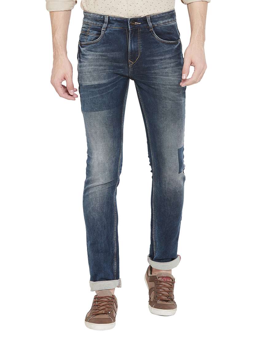 blue light washed denim jeans