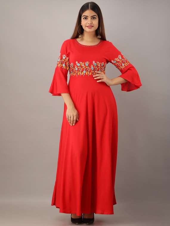 embroidered flared kurta