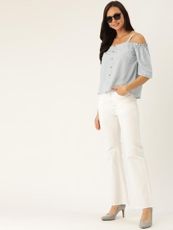 cold shoulder polka dot top - 17281287 - Standard Image - 3