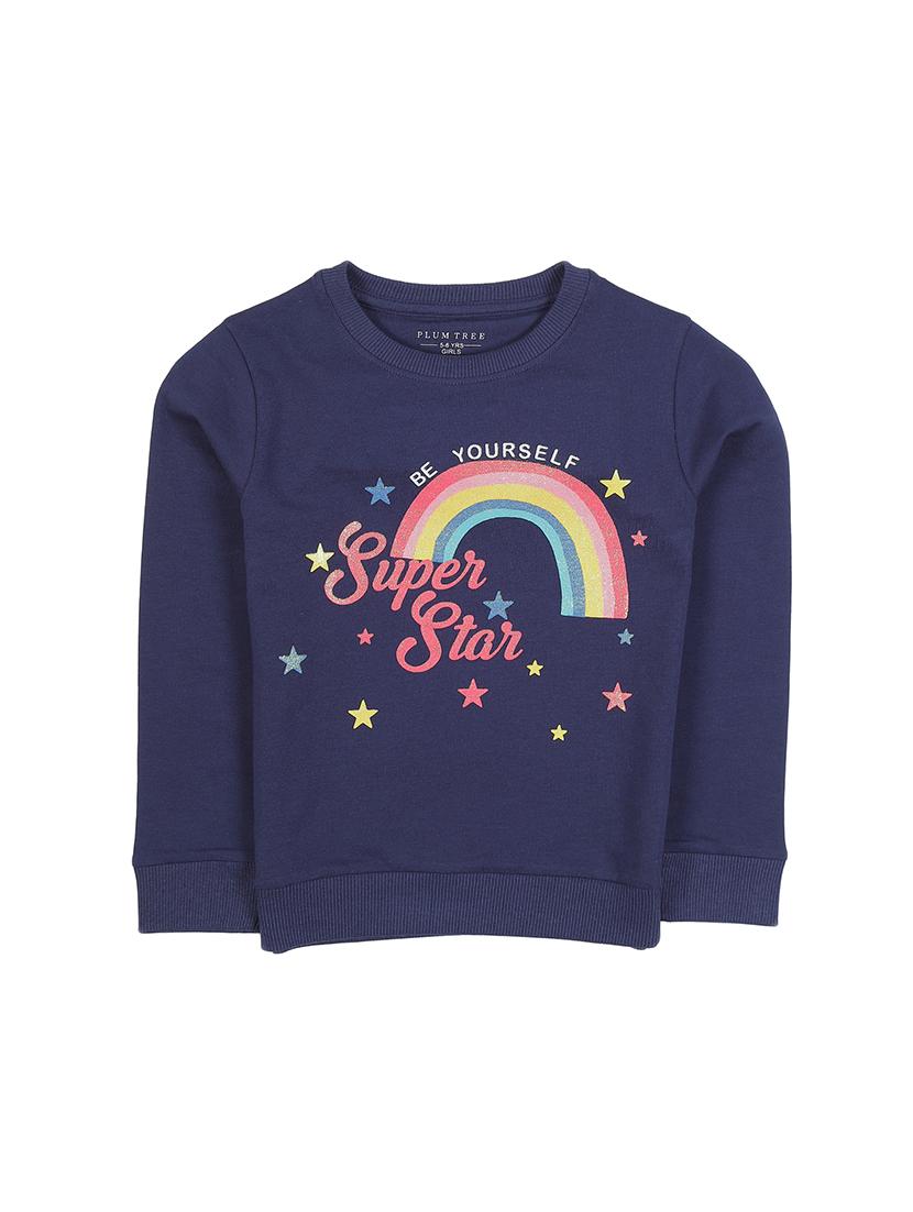 chest print crew neck sweatshirt