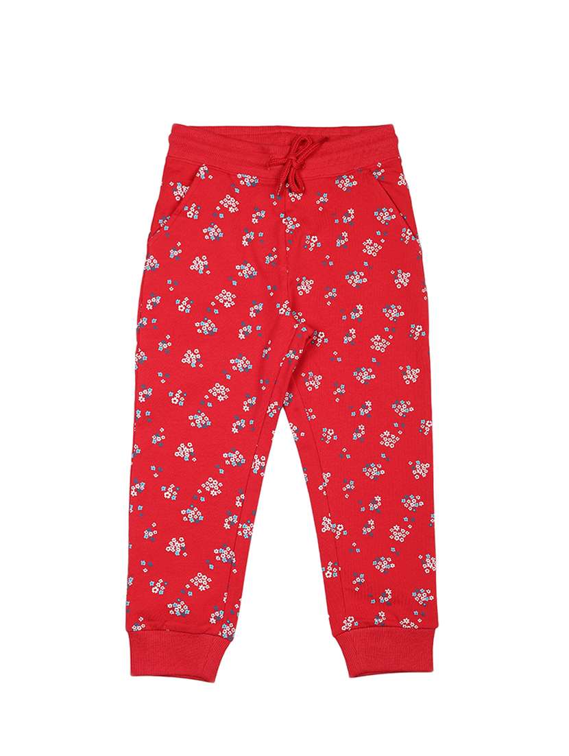 red cotton blend jogger trouser
