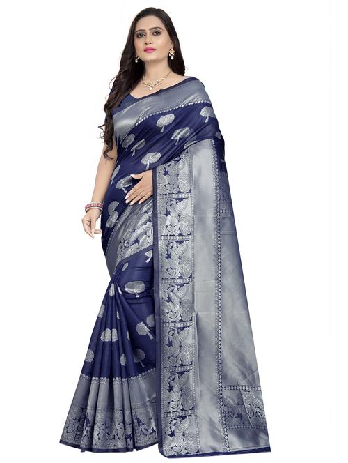 floral banarasi saree with blouse - 17282602 - Standard Image - 0