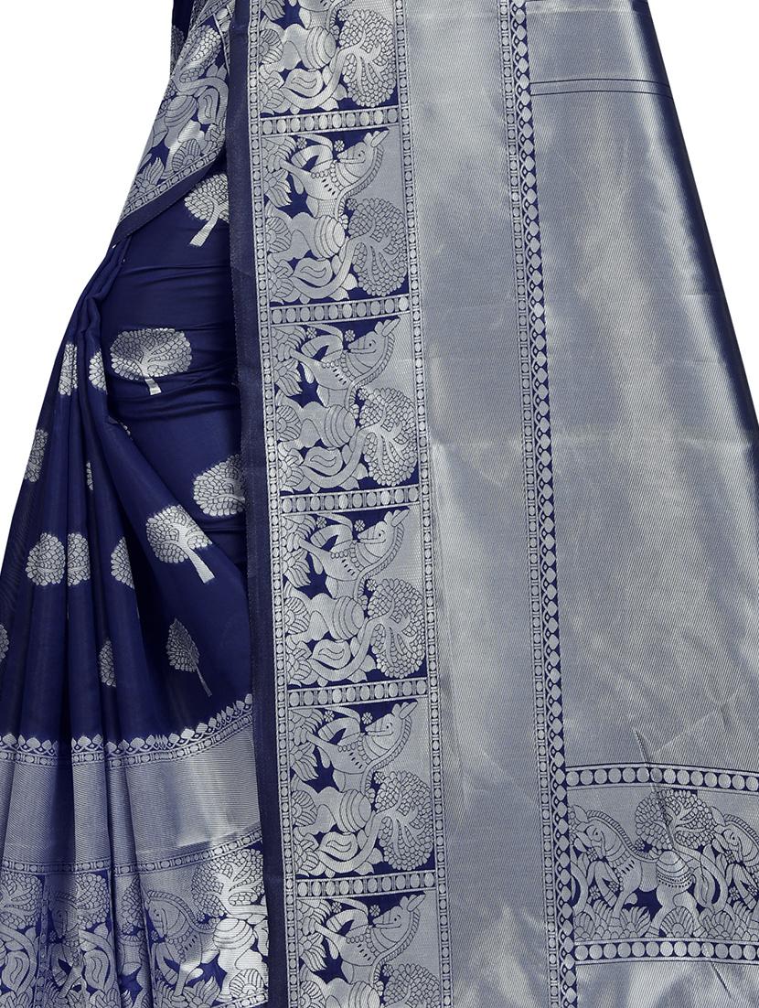 floral banarasi saree with blouse - 17282602 - Standard Image - 3