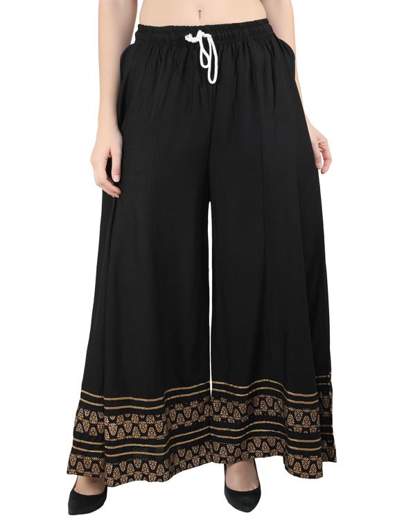 printed hem flared palazzo
