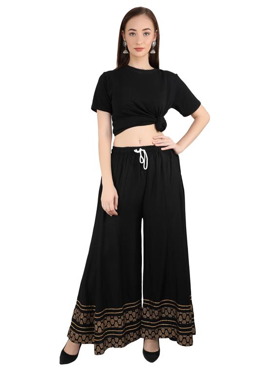 printed hem flared palazzo - 17282626 - Standard Image - 3