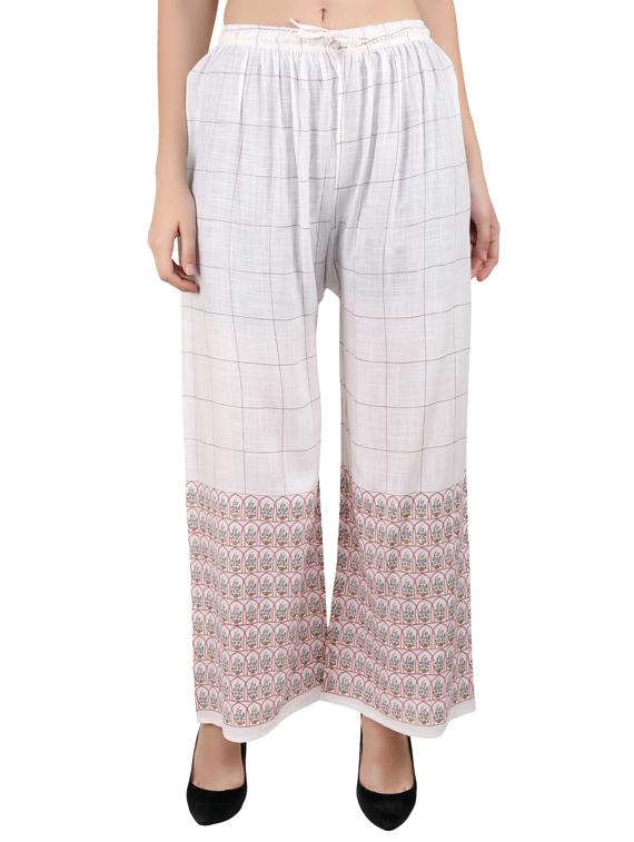 drawstring waist checkered  palazzo - 17282635 -  Zoom Image - 0