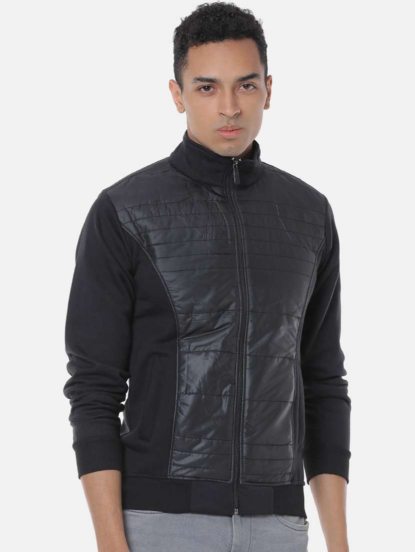 black solid quilted jacket