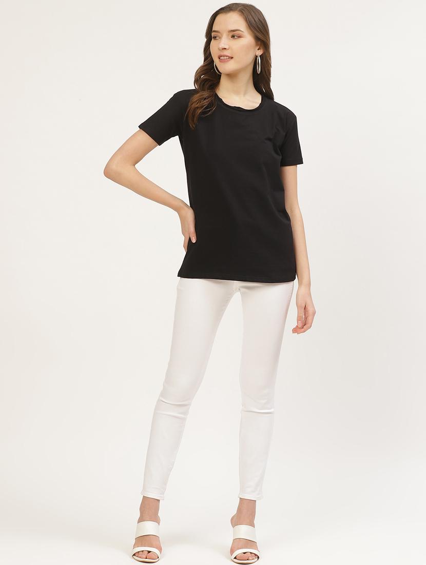 women's plain round neck t-shirt - 17284308 - Standard Image - 3