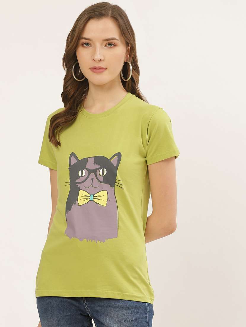 women's front print round neck t-shirt - 17284314 -  Zoom Image - 0