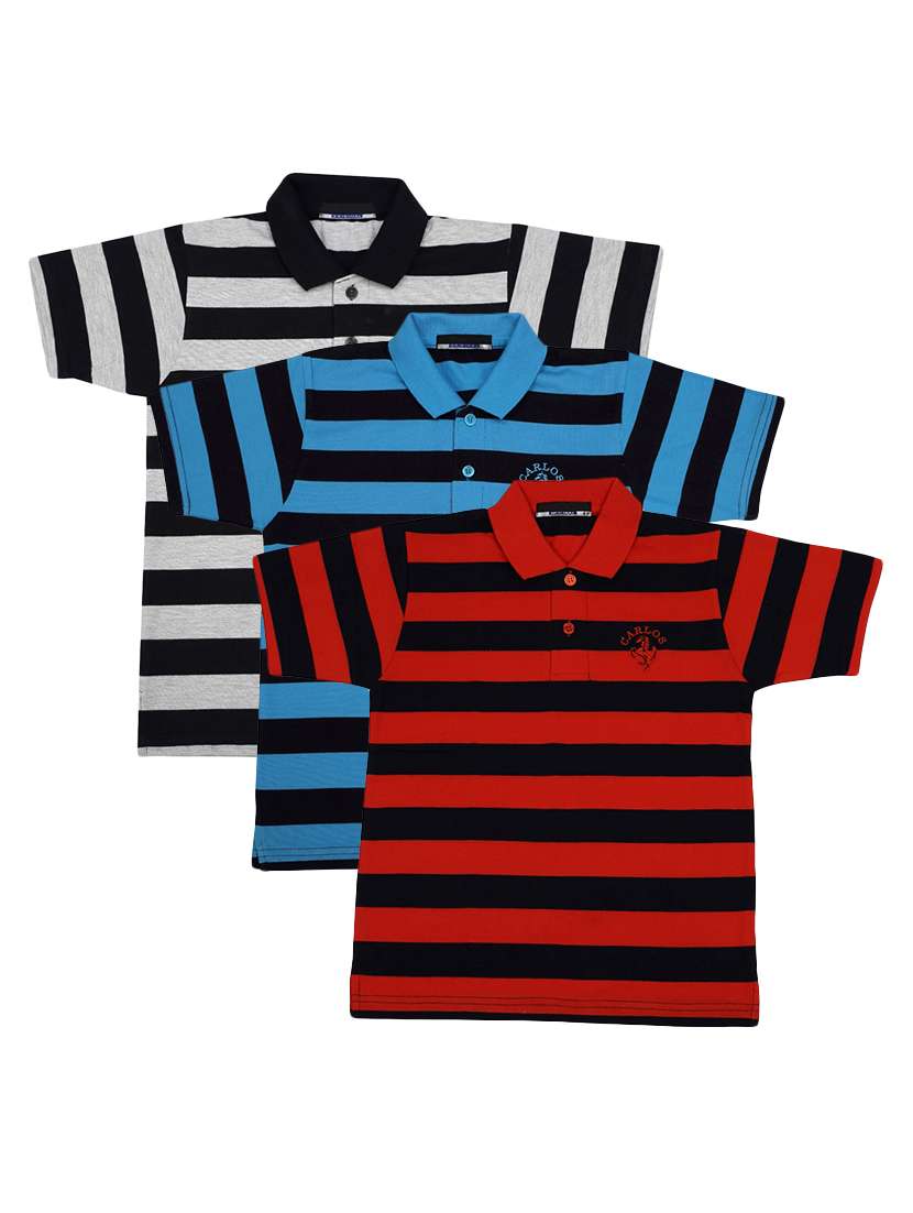 pack of 3 multi colored cotton t-shirt - 17286400 -  Zoom Image - 0