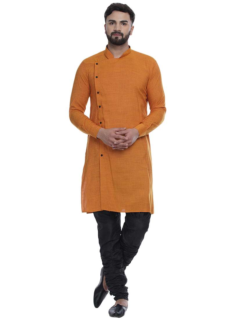 orange solid long kurta