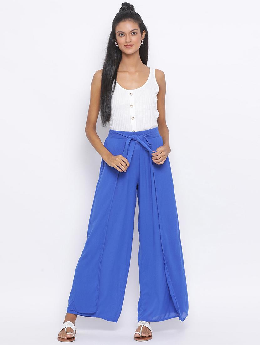 tie front flared palazzo - 17288453 - Standard Image - 3
