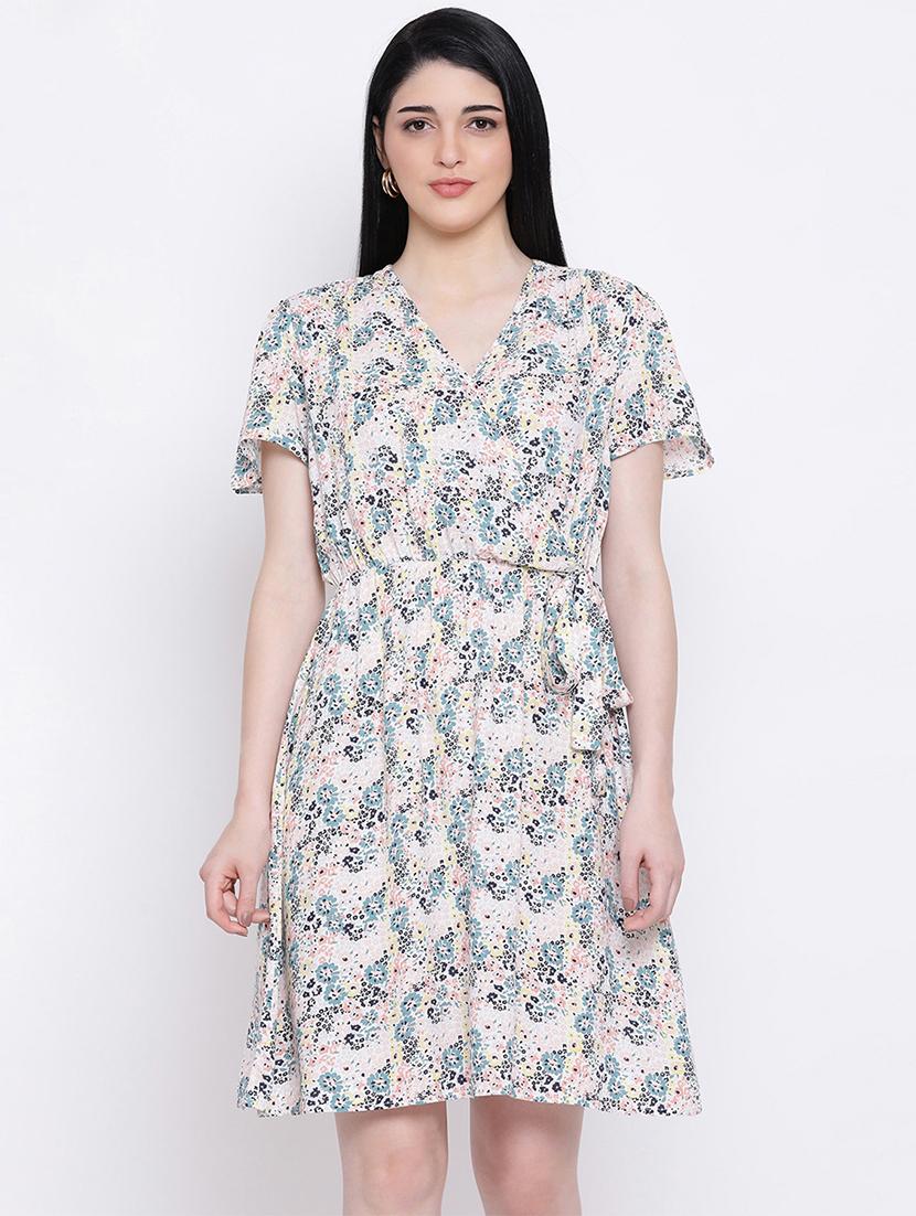 overlap neck a-line dress - 17288483 - Zoom Image - 0