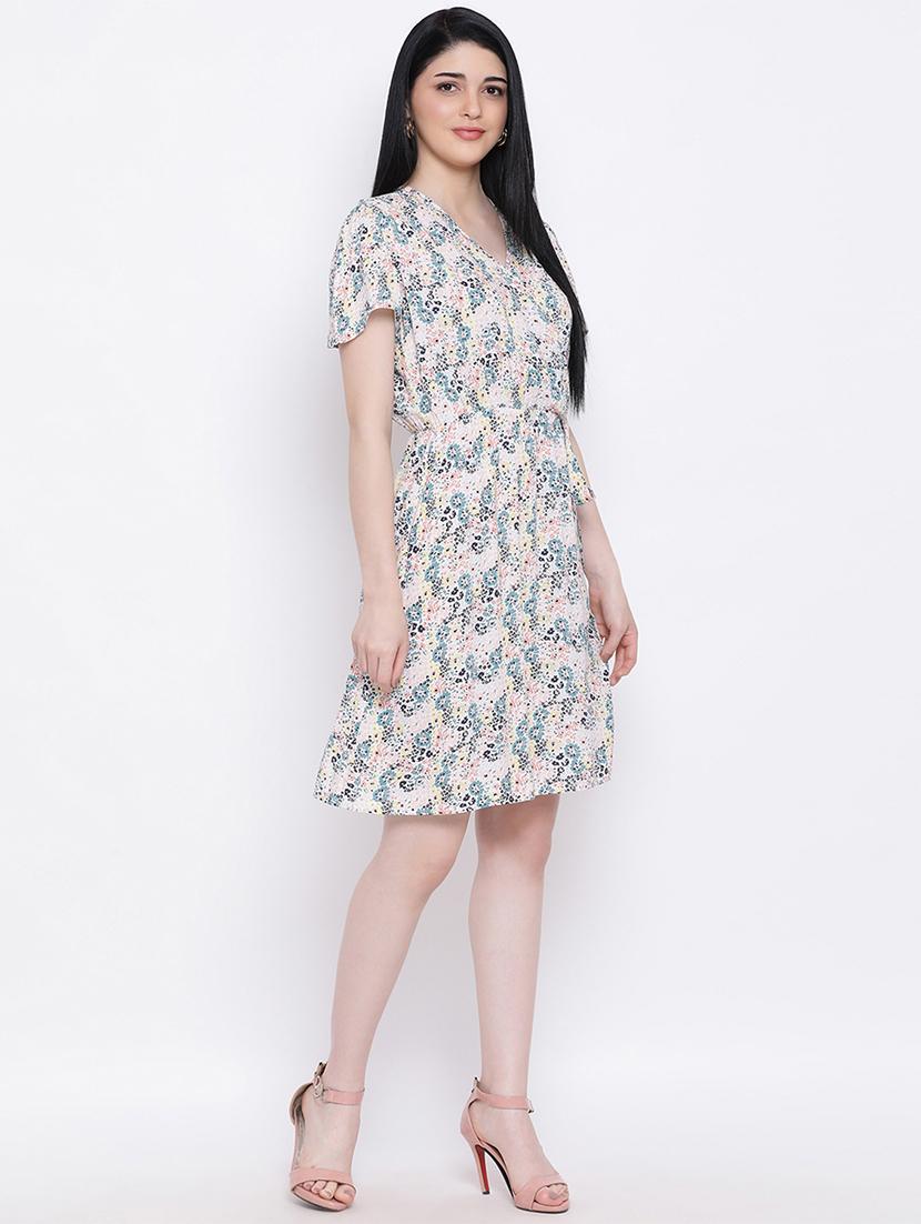 overlap neck a-line dress - 17288483 - Standard Image - 3