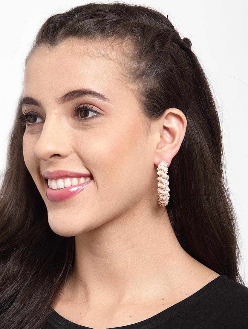 beige metal drop earring - 17289356 - Standard Image - 3